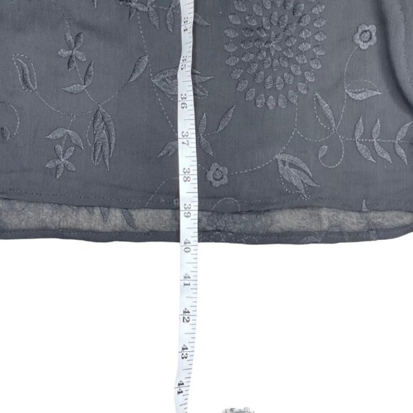 Brass & Roe Black Sheer Floral Embroidered Dress/Coverup Midi Dress Romantic XL - Picture 6 of 8